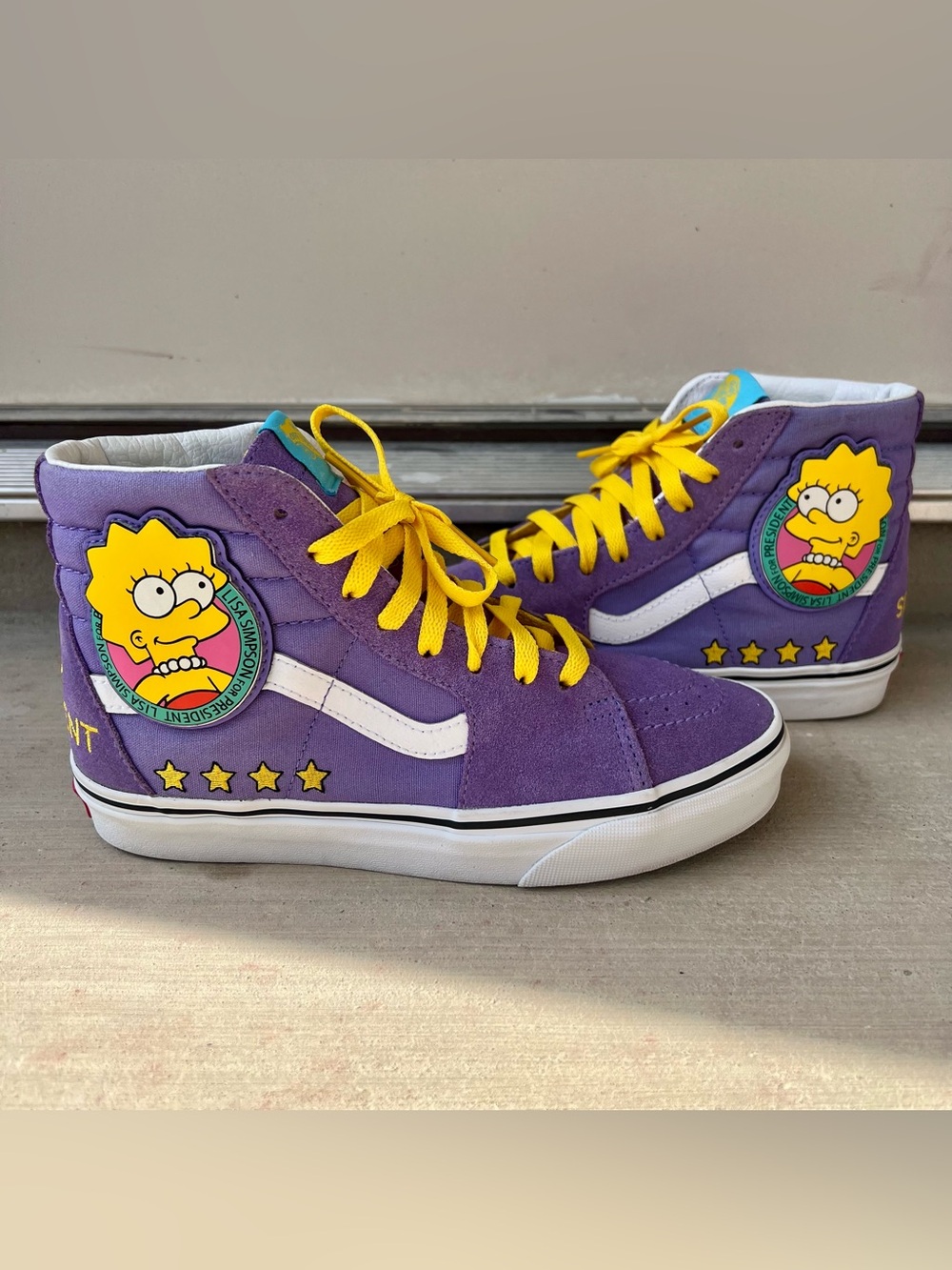 The Simpsons x Vans Sk8-Hi "Lisa 4 Prez" Purple Yellow Men's 5.5 / Women's 7